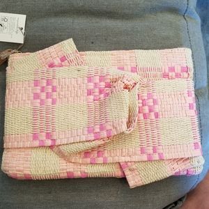 Pink Straw Clutch